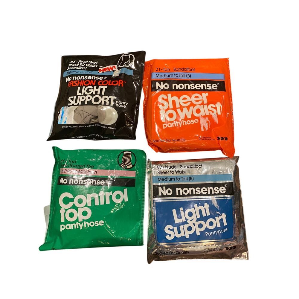 Lot Of 4 Vintage No Nonsense Pantyhose Control Top & Sheer & Light Support NEW